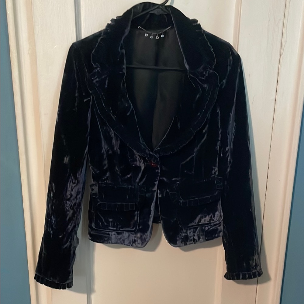 Bebe Navy Blue Velvet Blazer
